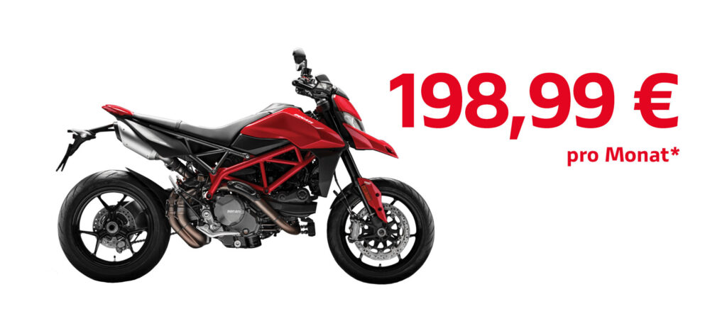 Ducati Hypermotard, Angebot Schriftuzug, Farbe rot schwarz, Seitenansicht